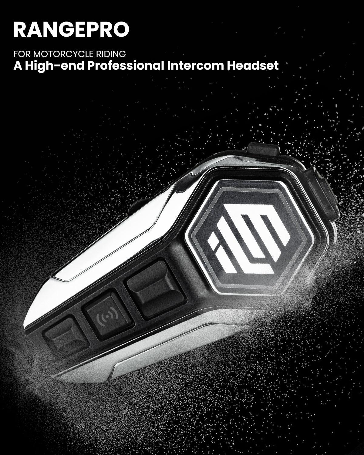 ILM Motorcycle Bluetooth Headset Helmet Communication System 2100M Intercom IP67 Waterproof Noise Cancellation Model RANGEPRO - ILM