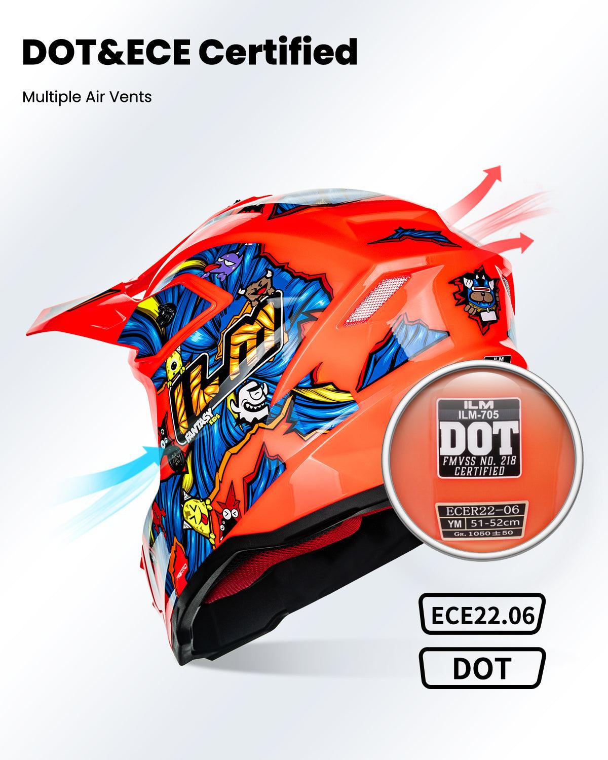 bike helmet 52cm ILM Youth ATV Helmet Kids Dirt Bike Helmet Model Z705 Hip-hop / Large