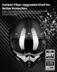 ILM Carbon Fiber Vintage Full Face Modular Motorcycle Helmet Model B707C - ILM