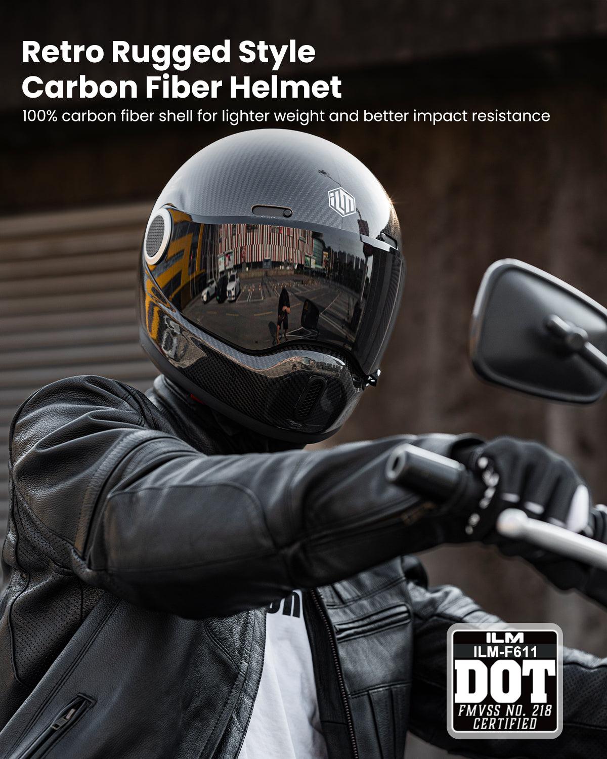 ILM Carbon Fiber Lightweight Motorcycle Helmets Full Face Retro Helmet Model F611 - ILM