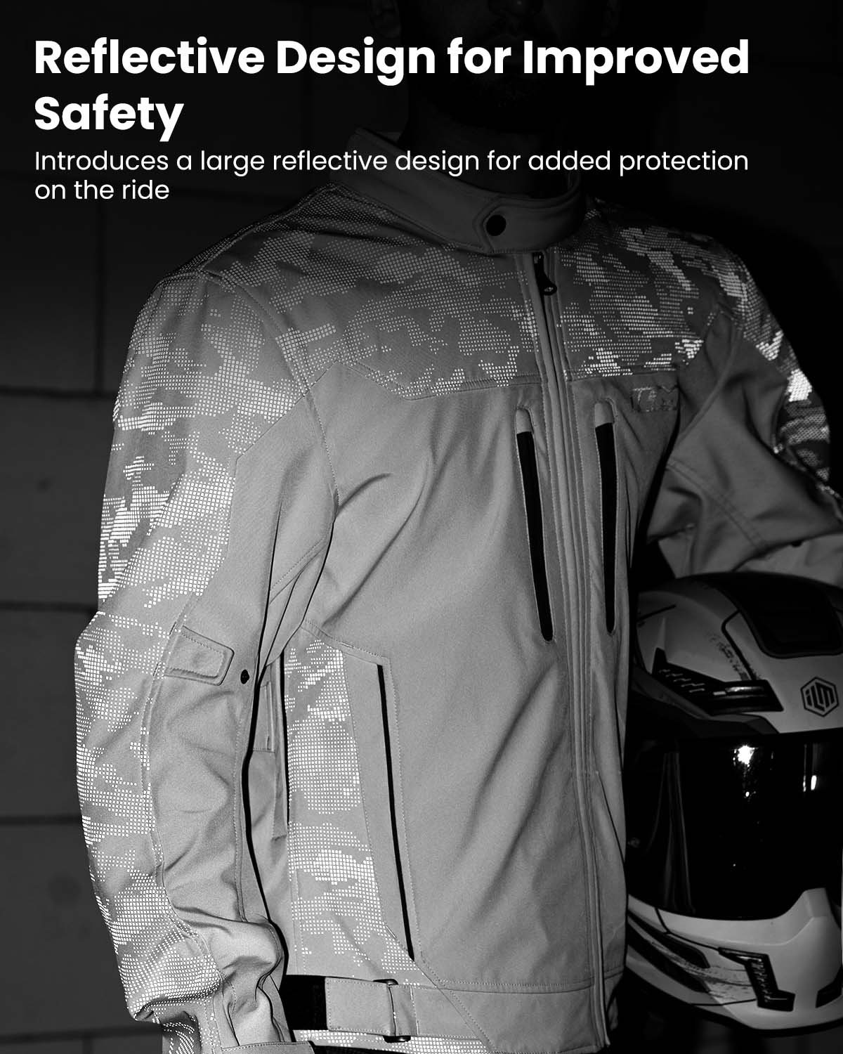 ILM Motorcycle Riding Jacket Reflective with CE Armor and Detachable Thermal Liner Dual Sport All Season for Men Model JRF4