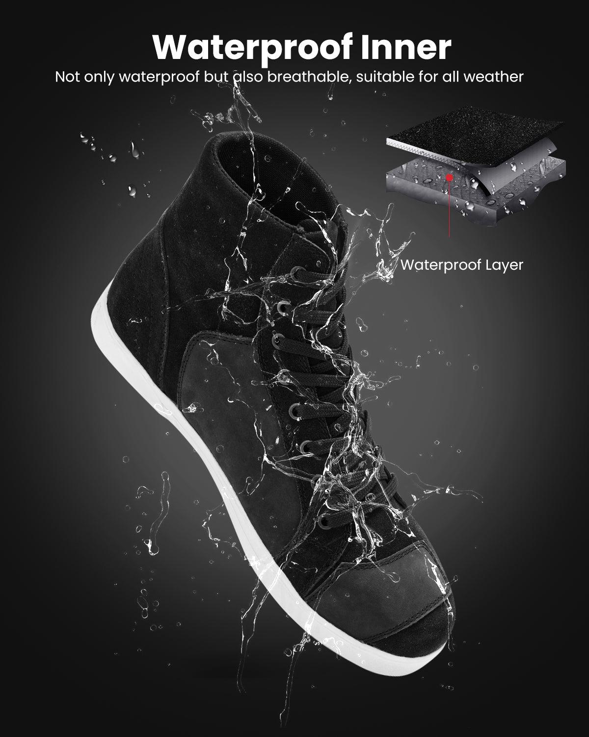 ILM Motorcycle Shoes Motocross Riding Waterproof Anti-Slip Leather Reinforced Street Shoe for Men Women Model UB207