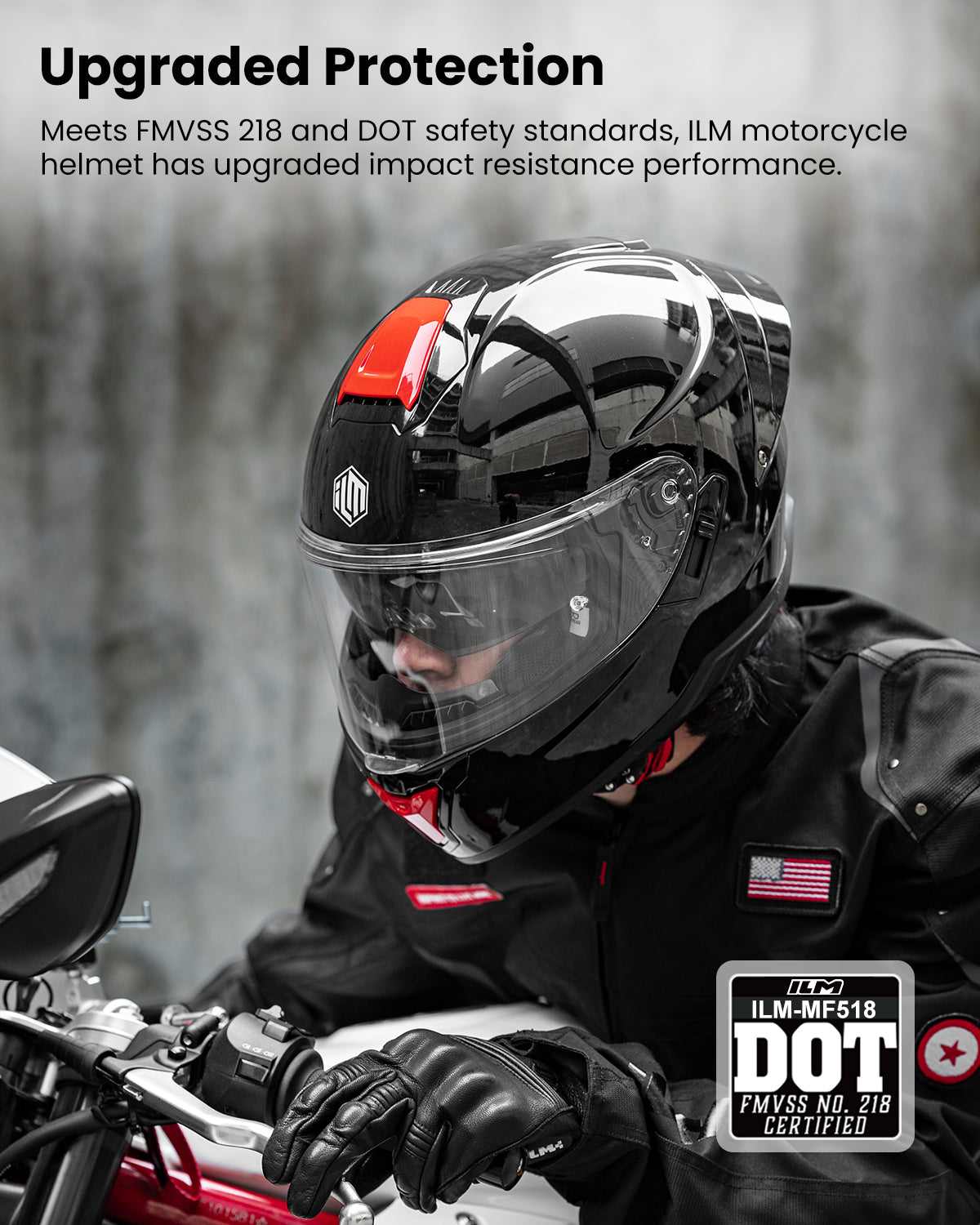 ILM Full Face Motorcycle Helmets Dual Visor Street Racing Model MF518