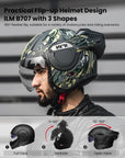 ILM Vintage Full Face Modular Motorcycle Helmet Model B707 - ILM