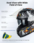ILM Full Face Motorcycle Helmet Lightweight Fiberglass DOT ECE Model MF522P - ILM