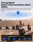 ILM Motorcycle Bluetooth Headset Helmet Communication System 2100M Intercom IP67 Waterproof Noise Cancellation Model RANGEPRO - ILM