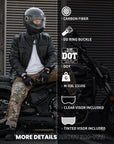 ILM Carbon Fiber Lightweight Motorcycle Helmets Full Face Retro Helmet Model F611 - ILM