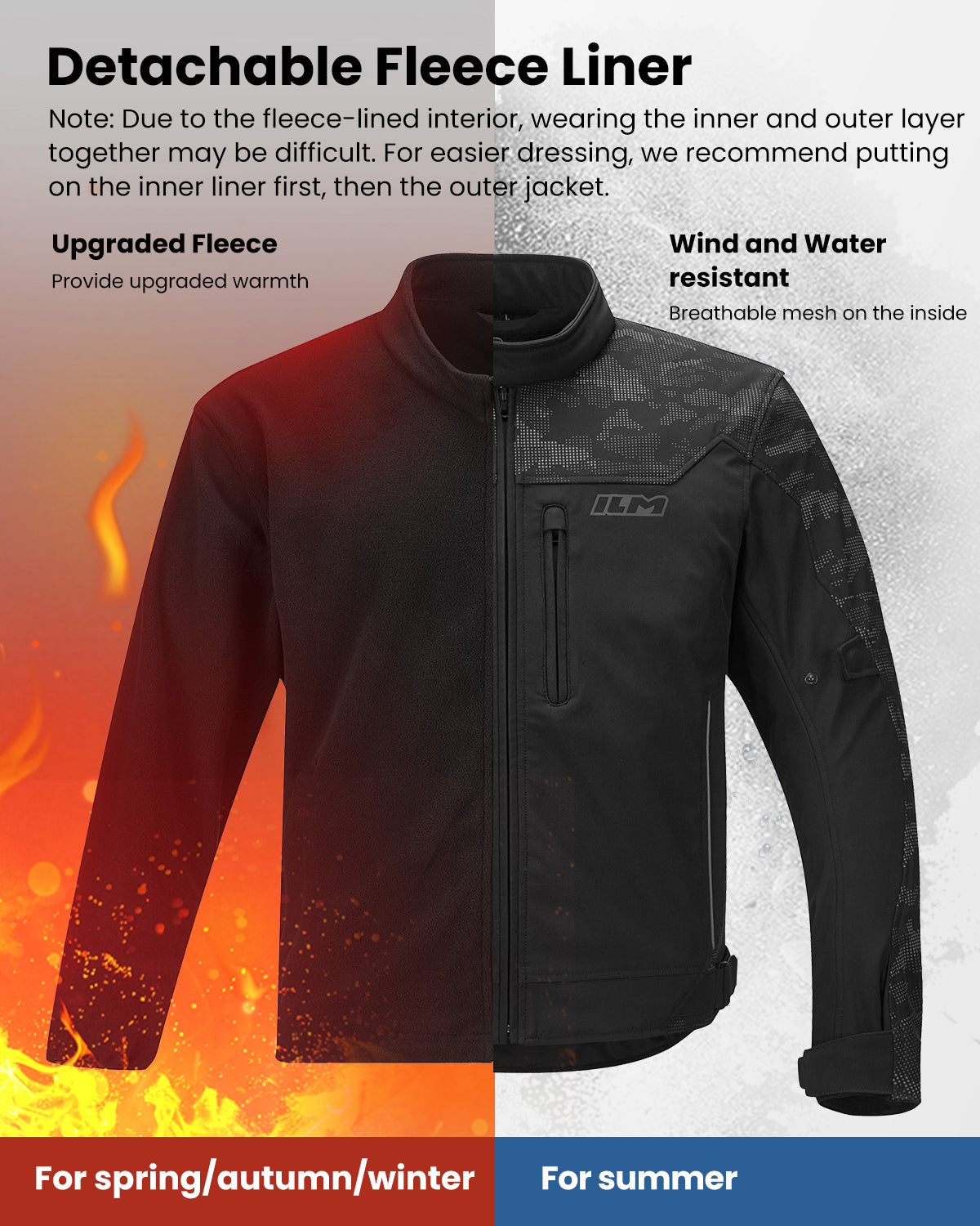 ILM Motorcycle Riding Jacket Reflective with CE Armor and Detachable Thermal Liner Dual Sport All Season for Men Model JRF4