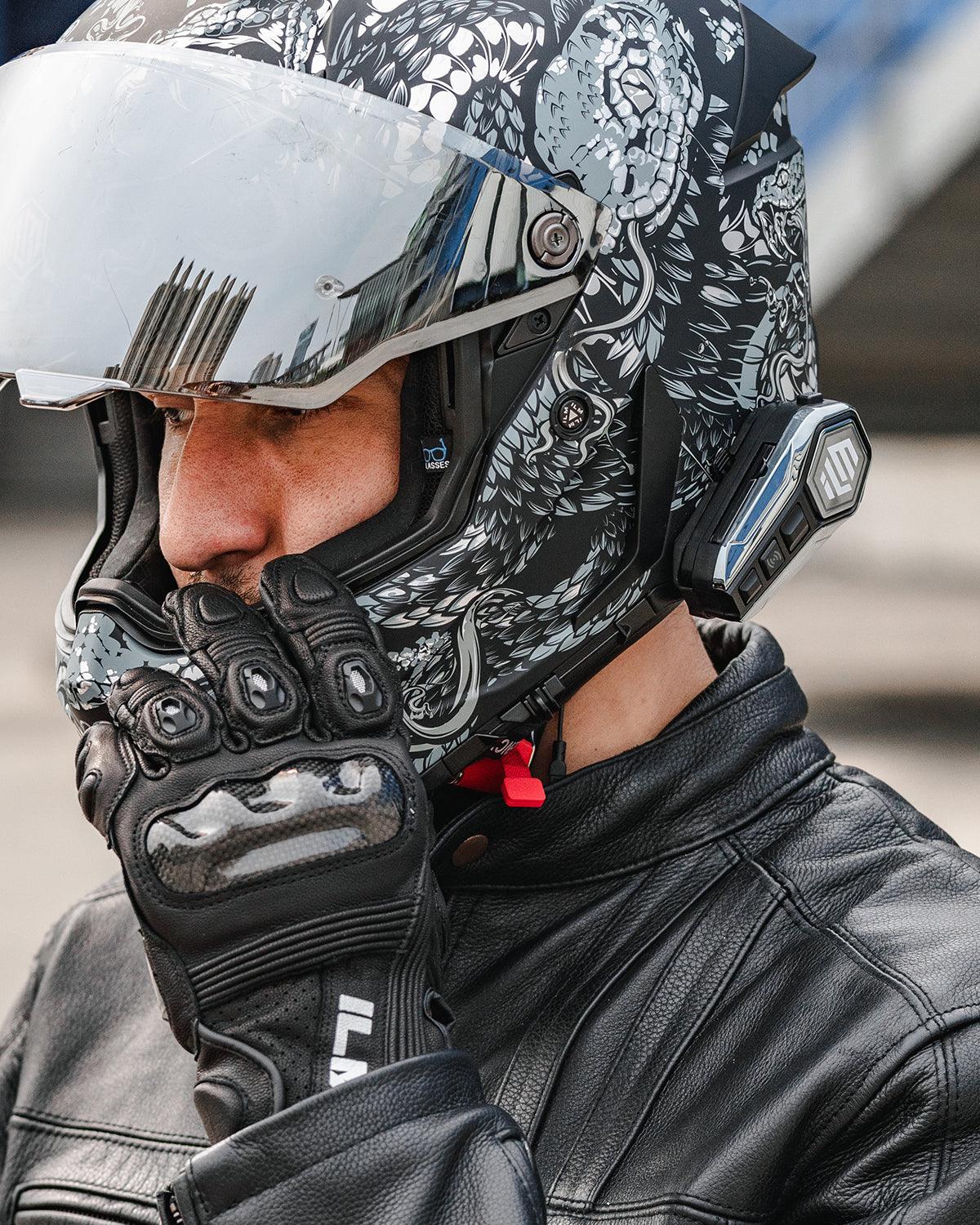 ILM Motorcycle Bluetooth Headset Helmet Communication System 2100M Intercom IP67 Waterproof Noise Cancellation Model RANGEPRO - ILM