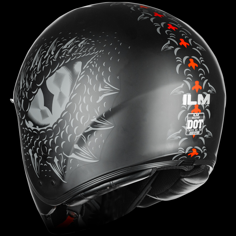 ILM Fiberglass Open Face Motorcycle 3/4 Helmet Lightweight Vintage Helmet Model MO310P