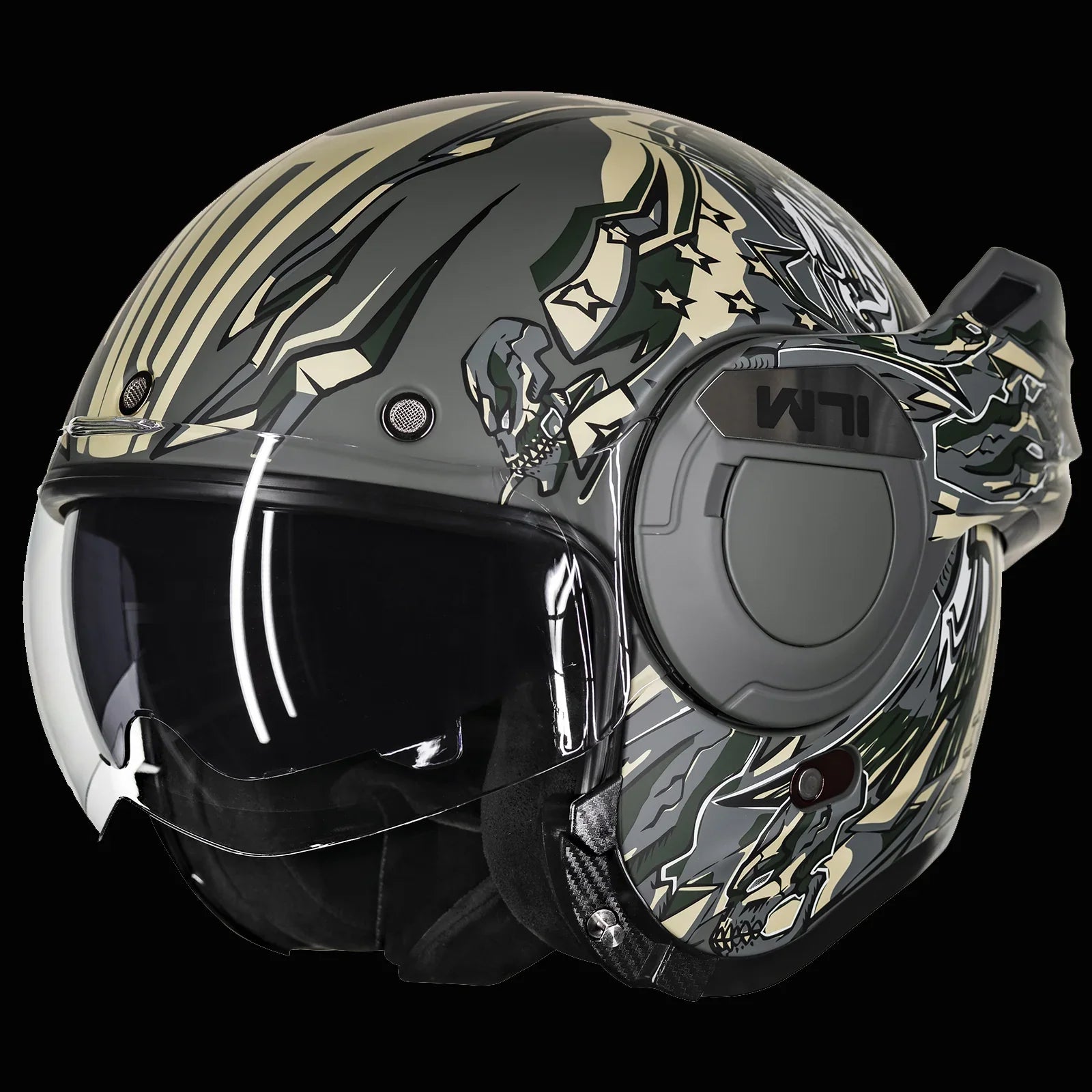 ILM Vintage Full Face Modular Motorcycle Helmet Model B707