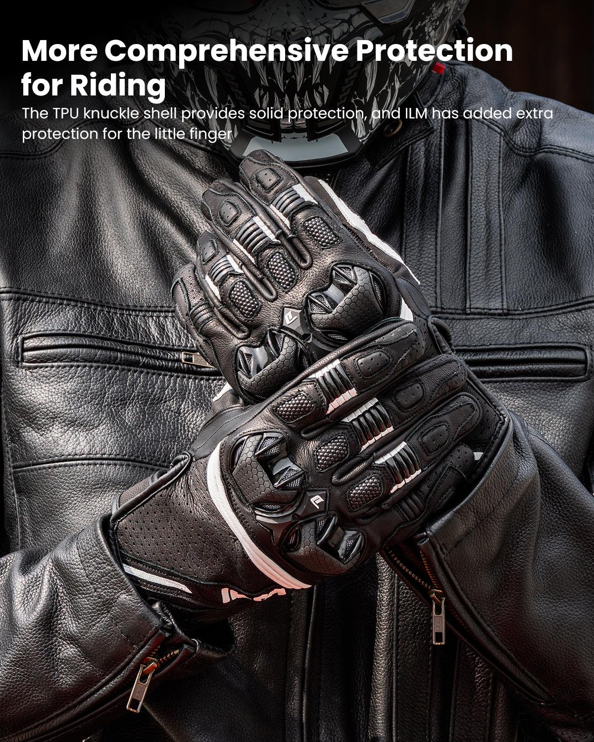 ILM Motorcycle Leather Gloves Breathable Riding Motocross Gloves Model GL3 - ILM