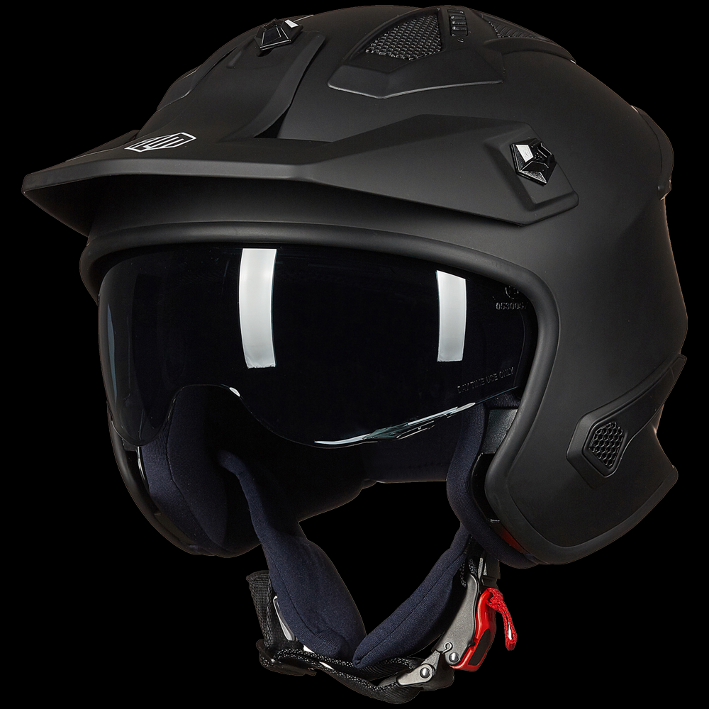 ILM Open Face Motorcycle 3/4 Half Helmet Model 726X Matte Black / Small