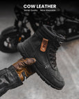 ILM Motorcycle Leather Shoes for Men Waterproof Anti-Slip with Ankle Support Model UB305