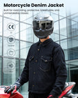 ILM Motorcycle Shirt Denim Jacket for Men with CE Armor Mesh Liner Lightweight Motorbike Model JFL1