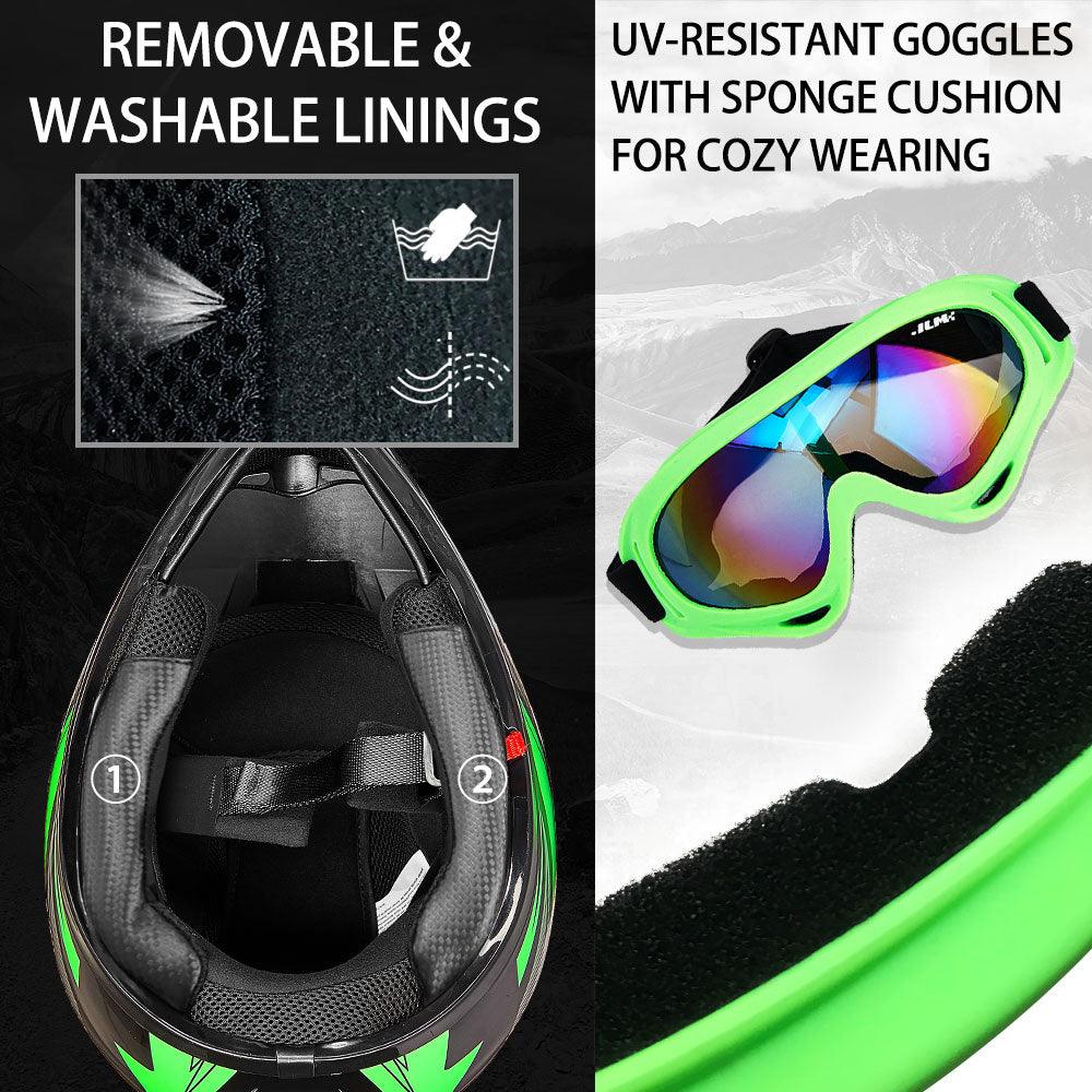 ILM Youth Kids ATV Motocross Helmet Goggles Sports Gloves Dirt Bike Motorcycle B07 - ILM