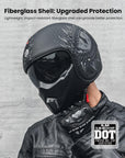ILM Fiberglass Open Face Motorcycle 3/4 Helmet Lightweight Vintage Helmet Model MO310P - ILM