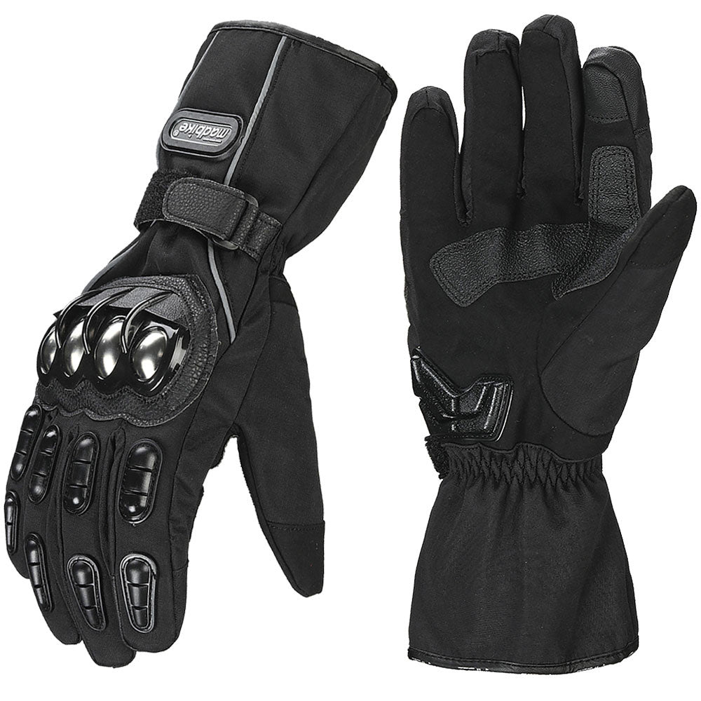 Men's Motorcycle Gloves Cold Weather Protective Motorbike Leather Glove  Black Medium 