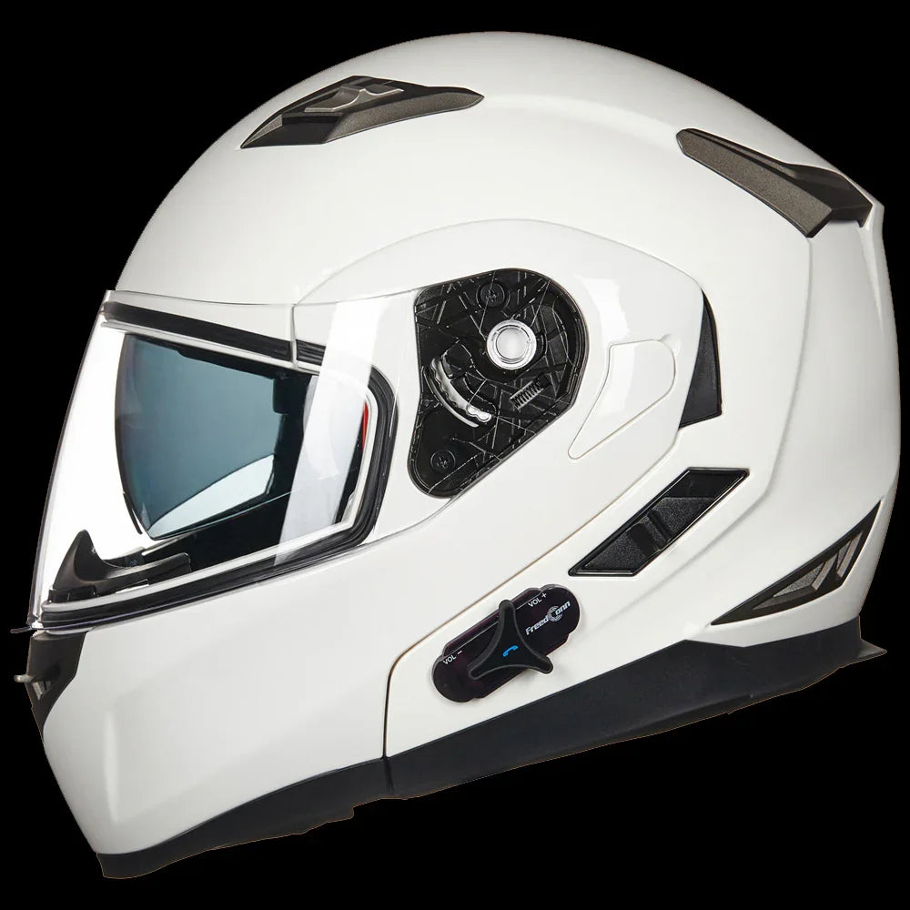 bluetooth integrated motorcycle helmets ILM Bluetooth Integrated Modular Flip up Full Face Motorcycle Helmet Model 953PRO Pro Matte Black / Medium