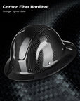 ILM Carbon Fiber Full Brim Hard Hat for Men with 4-8 Point Suspension OSHA and ANSI Construction Safety Hat Model MS401 - ILM