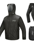 ILM Motorcycle Rain Suit for Men 2 Piece Waterproof Jacket and Pants Hidden Shoe Cover Breathable Reflective Model RS03