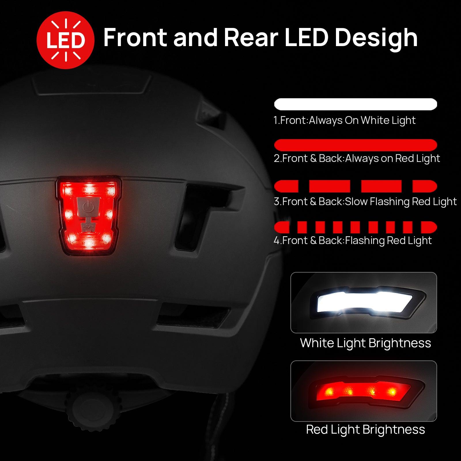 ILM Bike Helmet with USB Rechargeable LED Front and Back Light Model E3-10L - ILM
