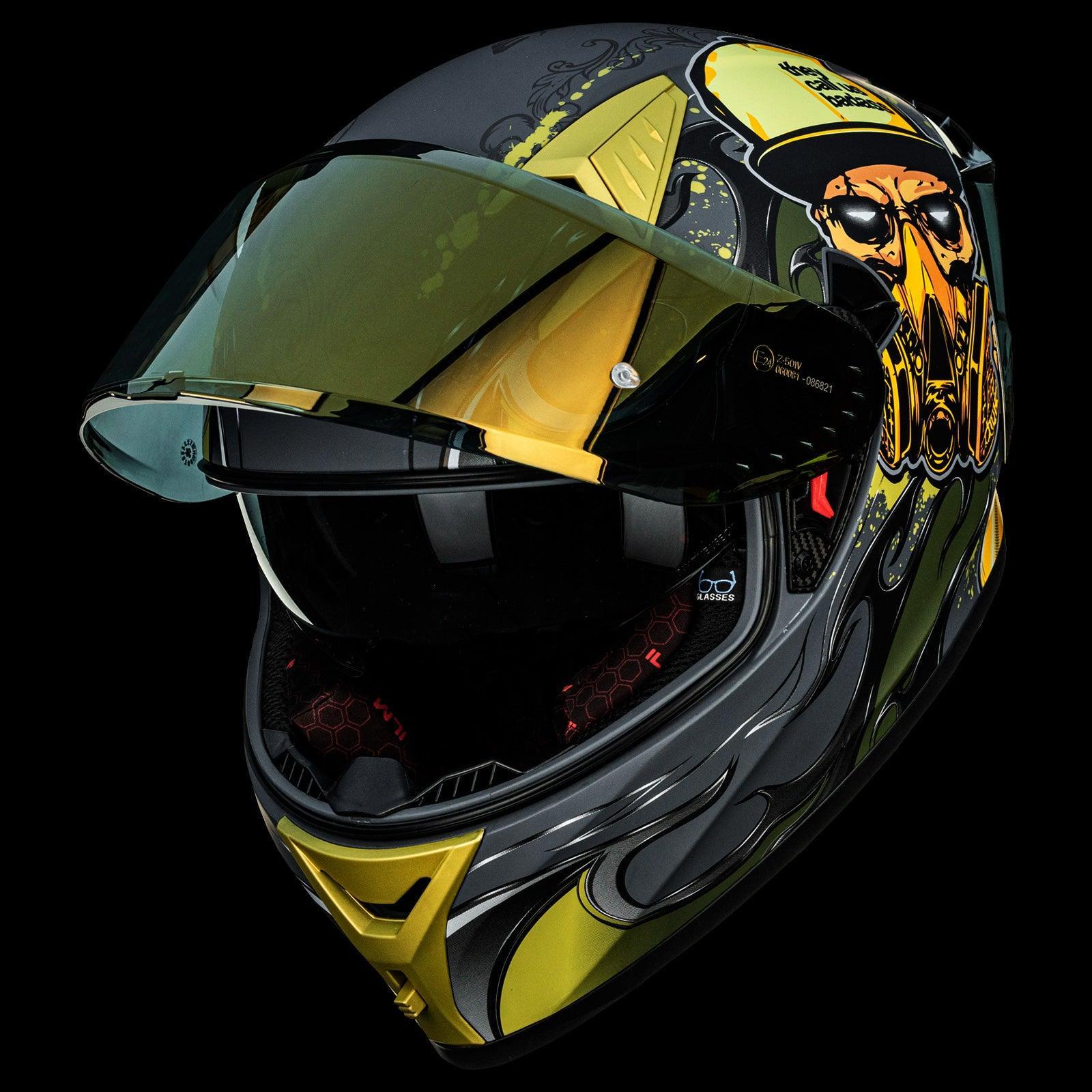 full face black and yellow motorcycle helmet Clearance Sale