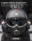 ILM Fiberglass Open Face Motorcycle 3/4 Helmet Lightweight Vintage Helmet Model MO310P - ILM