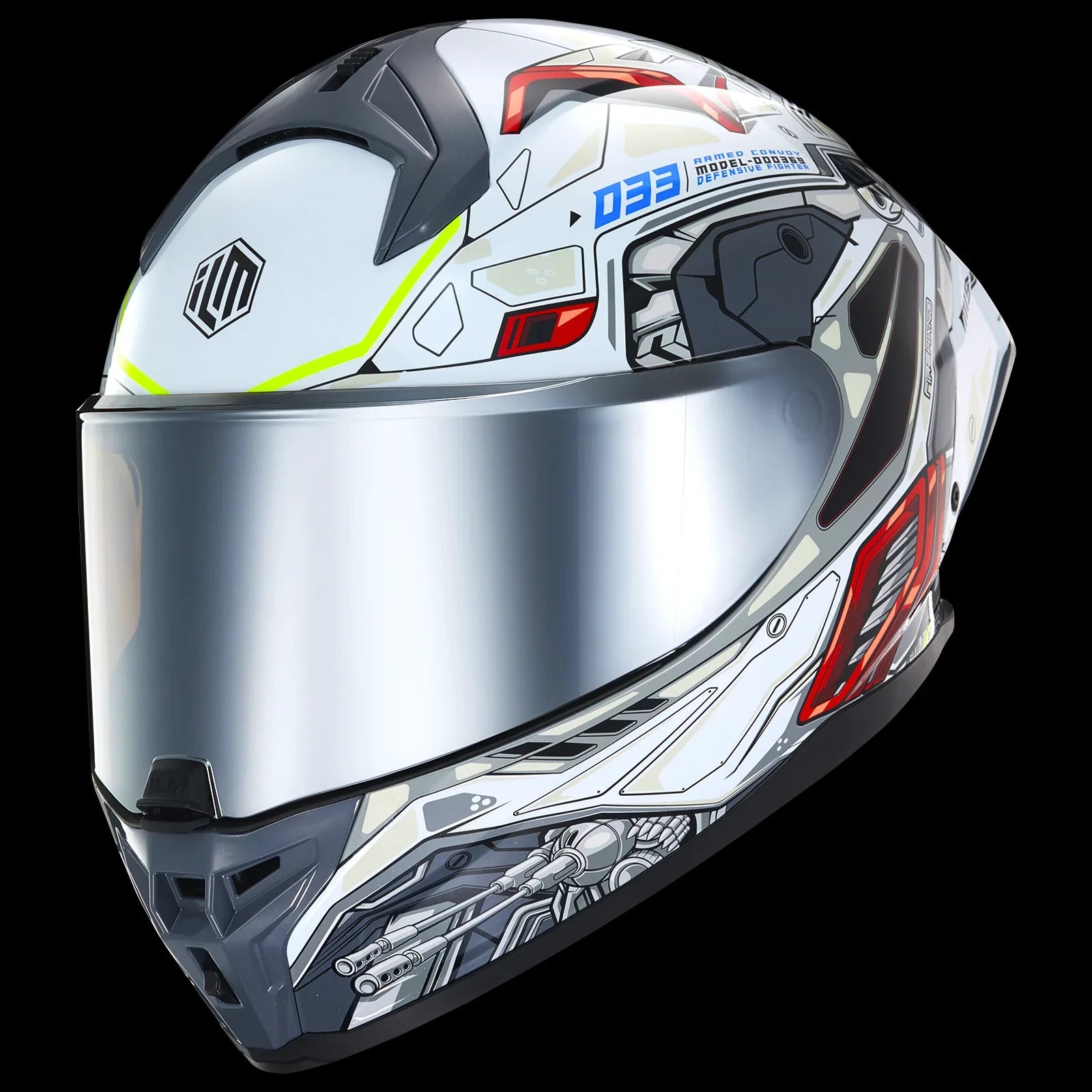 ILM Full Face Motorcycle Helmets Powersports Street Racing Cascos para Motos Model MF510 Sky White / Large ILM Full Face Motorcycle Helmets Powersports Street Racing Cascos para Motos Model MF510 Sky White / Large