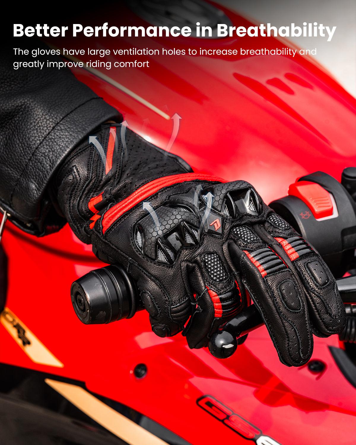 ILM Motorcycle Leather Gloves Breathable Riding Motocross Gloves Model GL3 - ILM