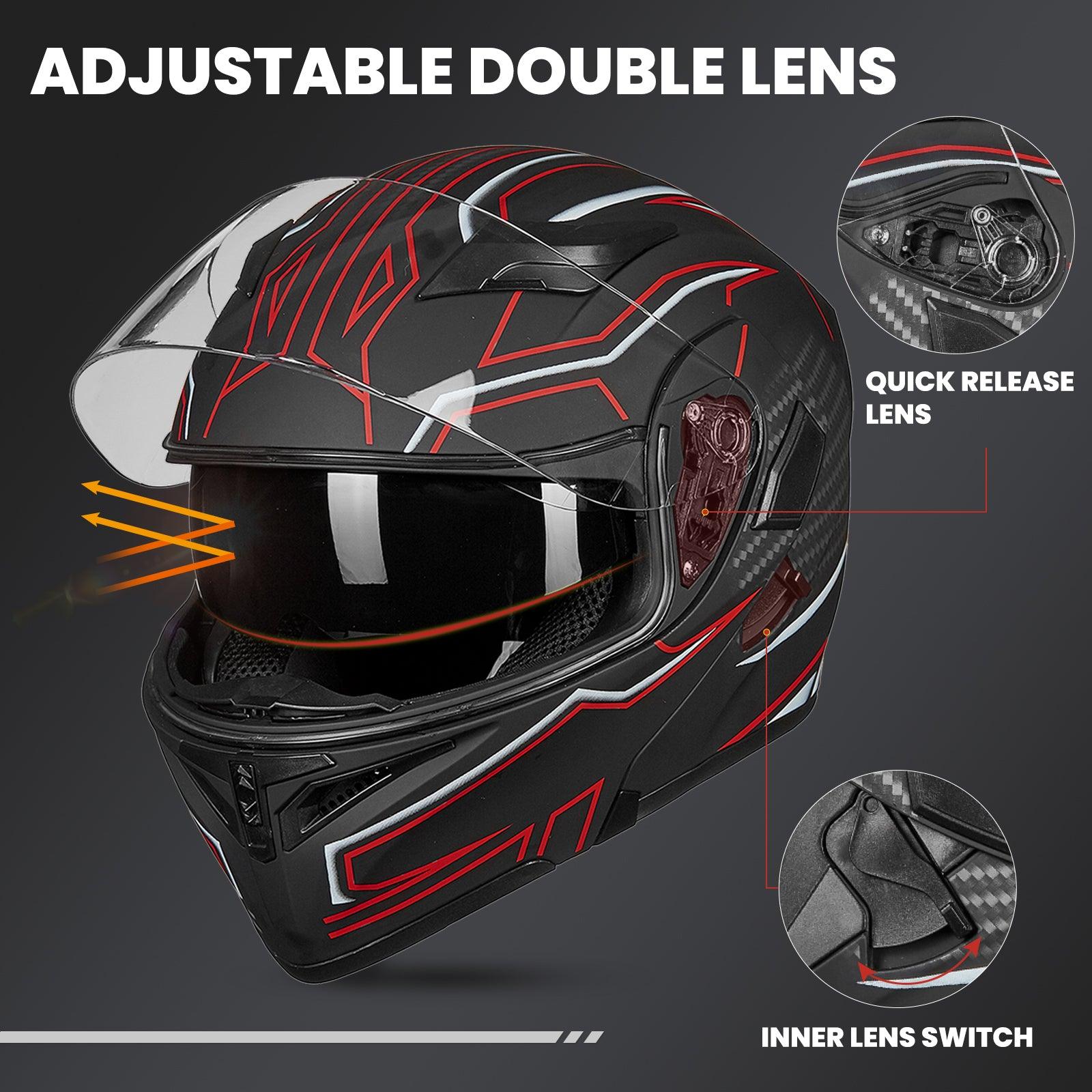 ILM Motorcycle Modular Full Face Helmet Model 902LED RedBlack-Led / Medium ILM Motorcycle Modular Full Face Helmet Model 902LED RedBlack-Led / Medium