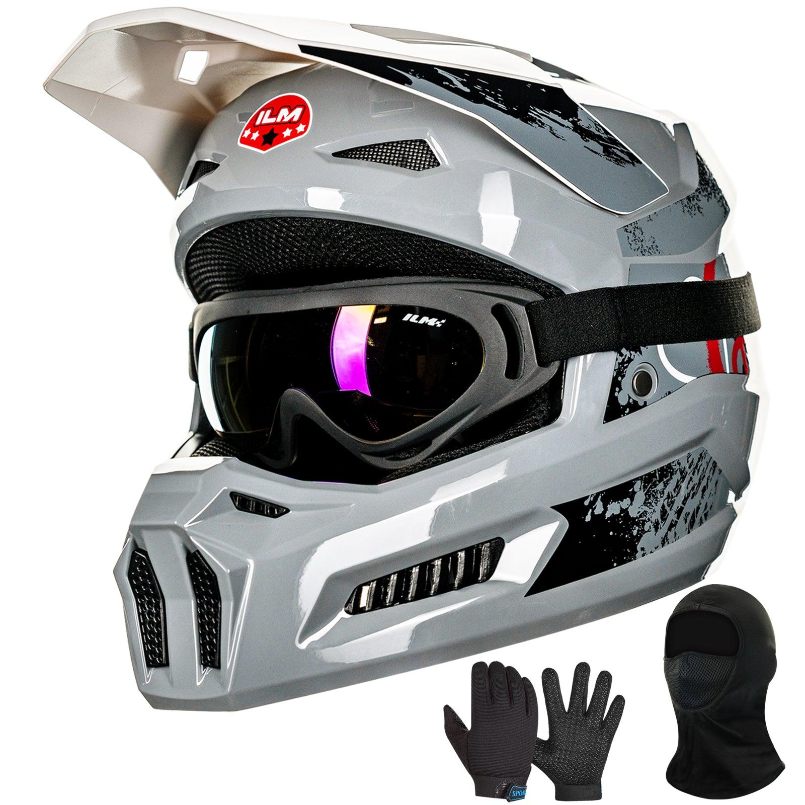 ILM Youth Dirt Bike Helmets Kids ATV Helmet with Goggles Gloves Mask M