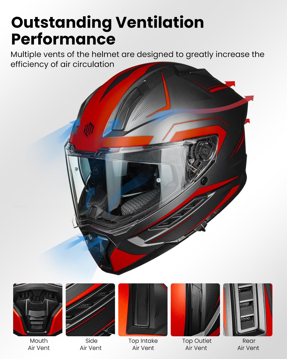 ILM Motorcycle Full Face Helmets Street Racing Helmet Model MF568 - ILM