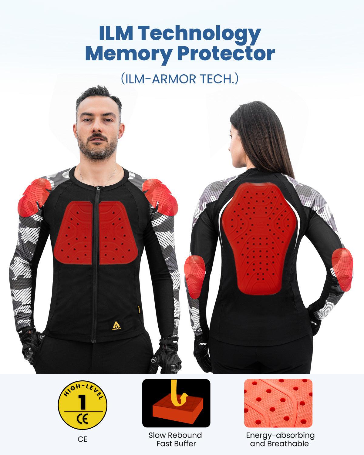 ILM Motorcycle Armor Flow Shirt for Men Women Mesh Riding Jacket Body Chest CE Protective Padded Model AF01 - ILM
