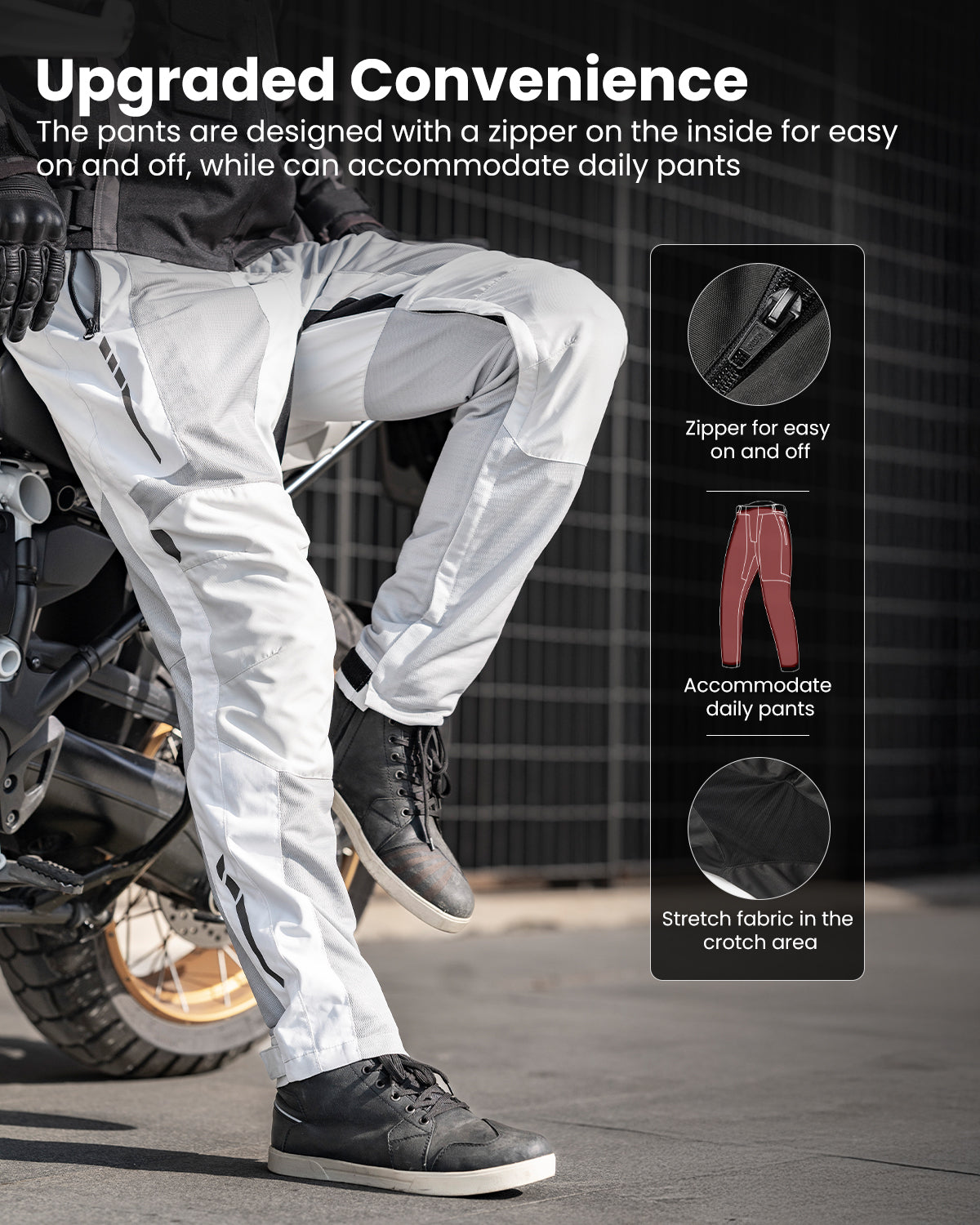 ILM Mesh Motorcycle Pants for Men with CE Armor Leg Zipper Riding Motorbike Touring Model PM1
