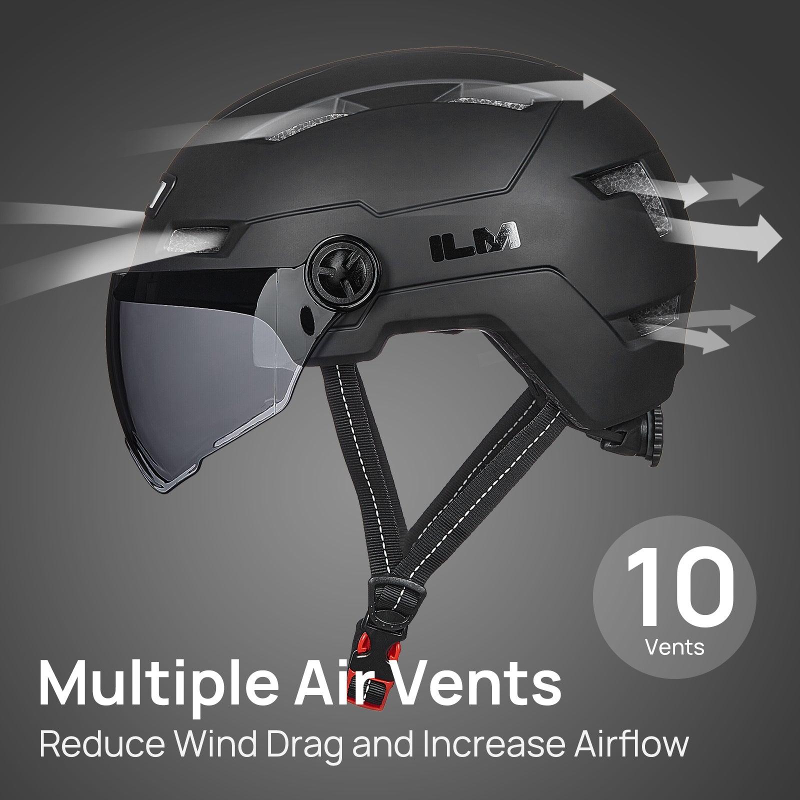 ILM Bike Helmet with USB Rechargeable LED Front and Back Light Model E3-10L - ILM