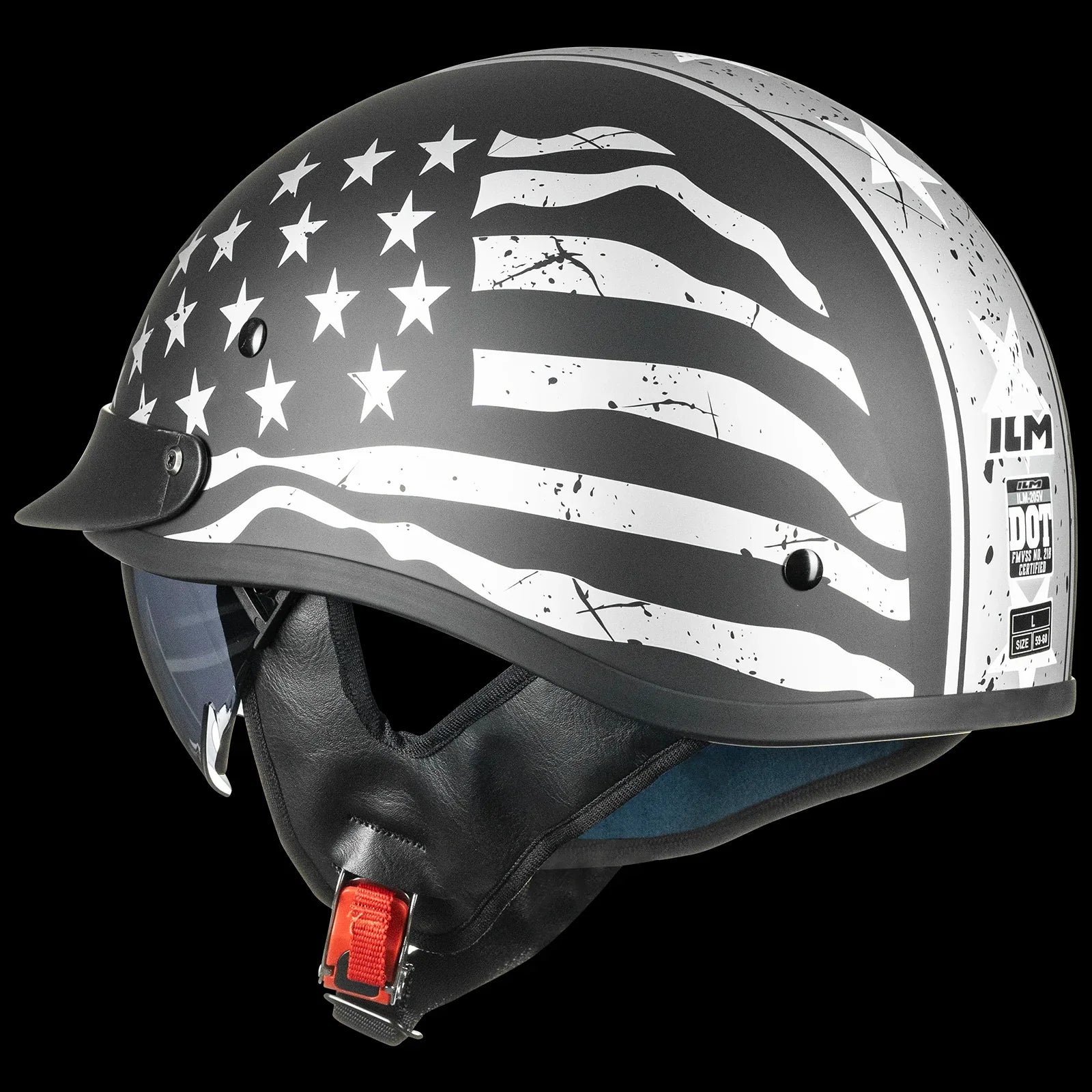 ILM Motorcycle Open Face Half Helmet Model 205V Black / Small