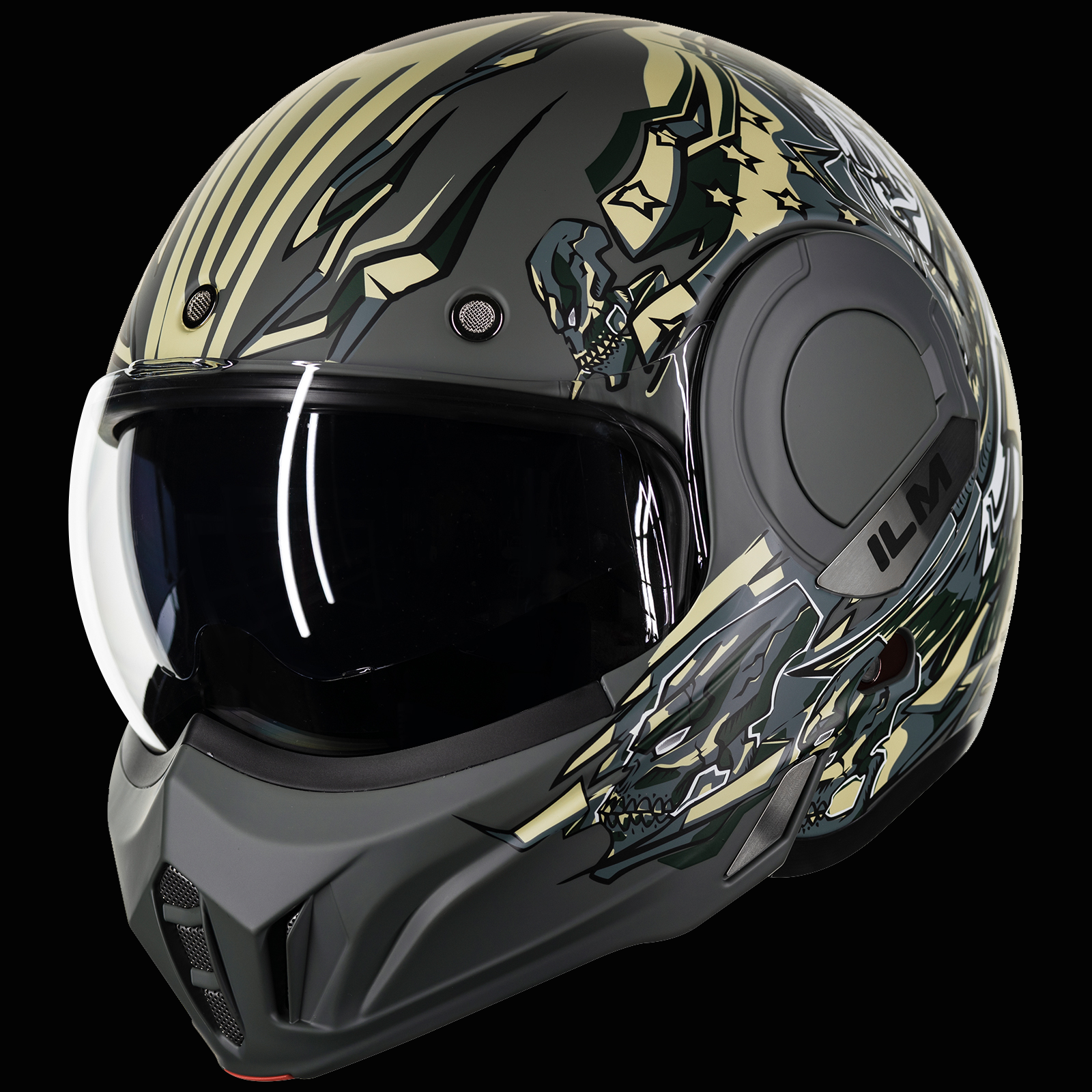 ILM Vintage Full Face Modular Motorcycle Helmet Model B707