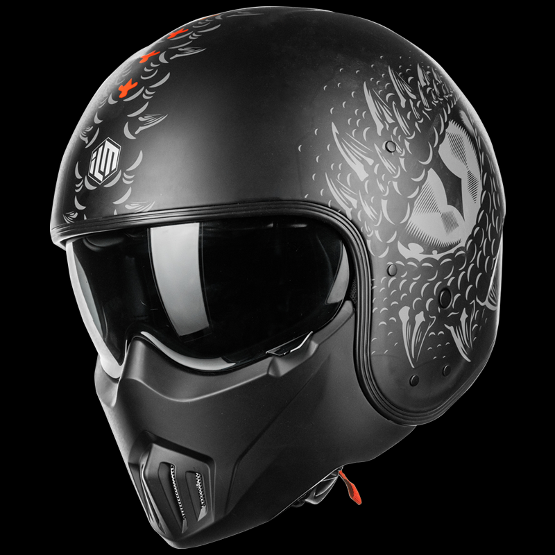 ILM Fiberglass Open Face Motorcycle 3/4 Helmet Lightweight Vintage Helmet Model MO310P