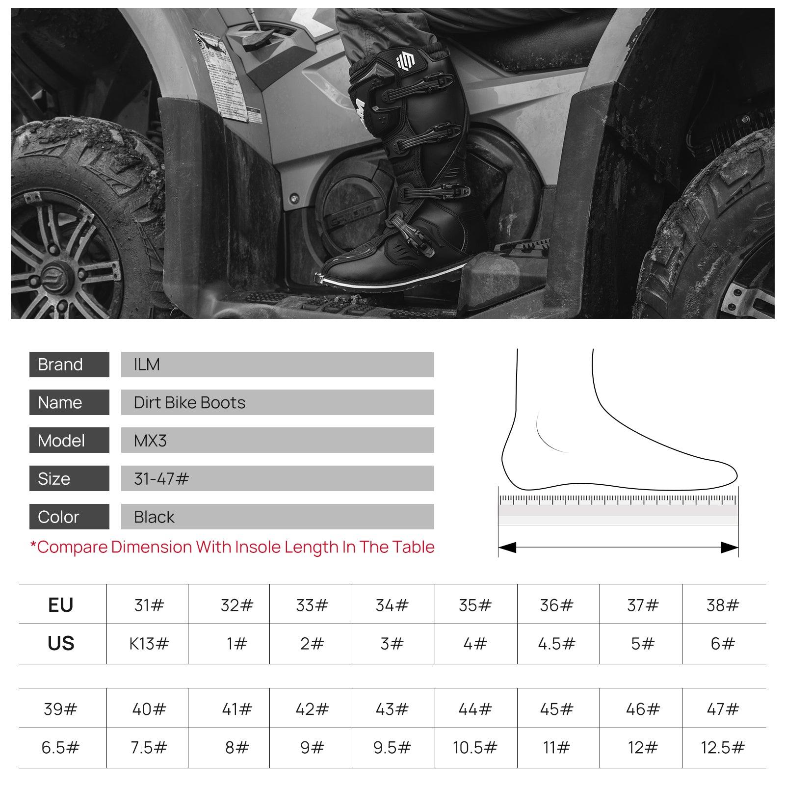 ILM Motorcycle Boots for Men Waterproof Motorcross Dirt Blike Riding Biker Boots Model MX3 - ILM