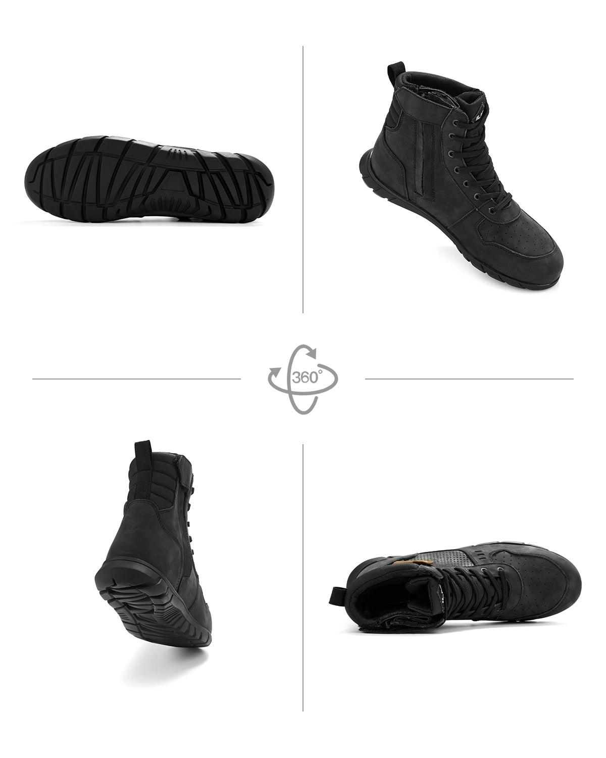 ILM Motorcycle Leather Shoes for Men Waterproof Anti-Slip with Ankle Support Model UB305