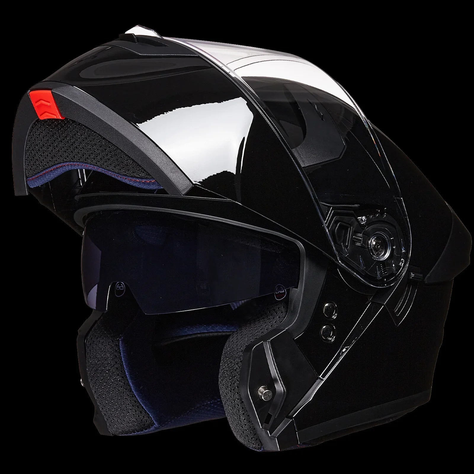 ILM Adult Motorcycle Modular Full Face Helmet Model WS206 Gloss Black / X-Large
