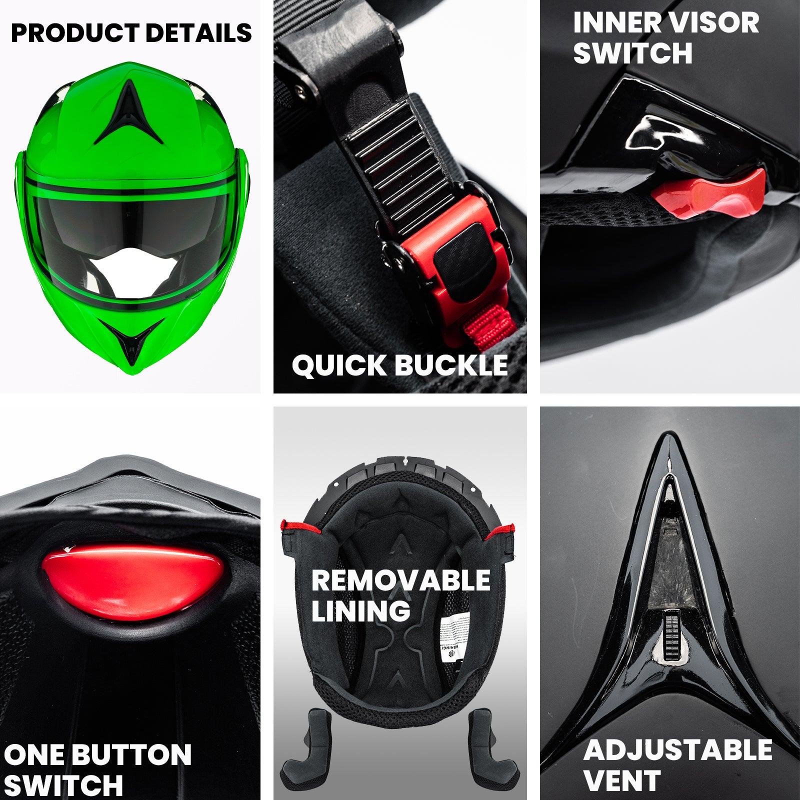 ILM Motorcycle Helmets Modular Full Face Helmet Model 808 - ILM