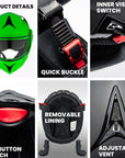ILM Motorcycle Helmets Modular Full Face Helmet Model 808 - ILM