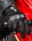 ILM Motorcycle Goatskin Leather Gloves Riding Motorbike with Touchscreen Hard Knuckle Model GL4