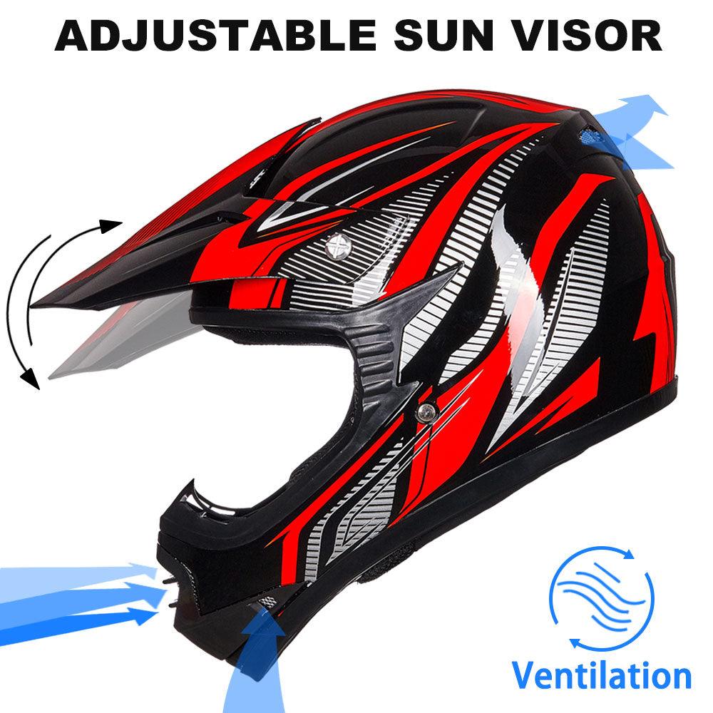 ILM Youth Kids ATV Motocross Helmet Goggles Sports Gloves Dirt Bike Motorcycle B07 - ILM