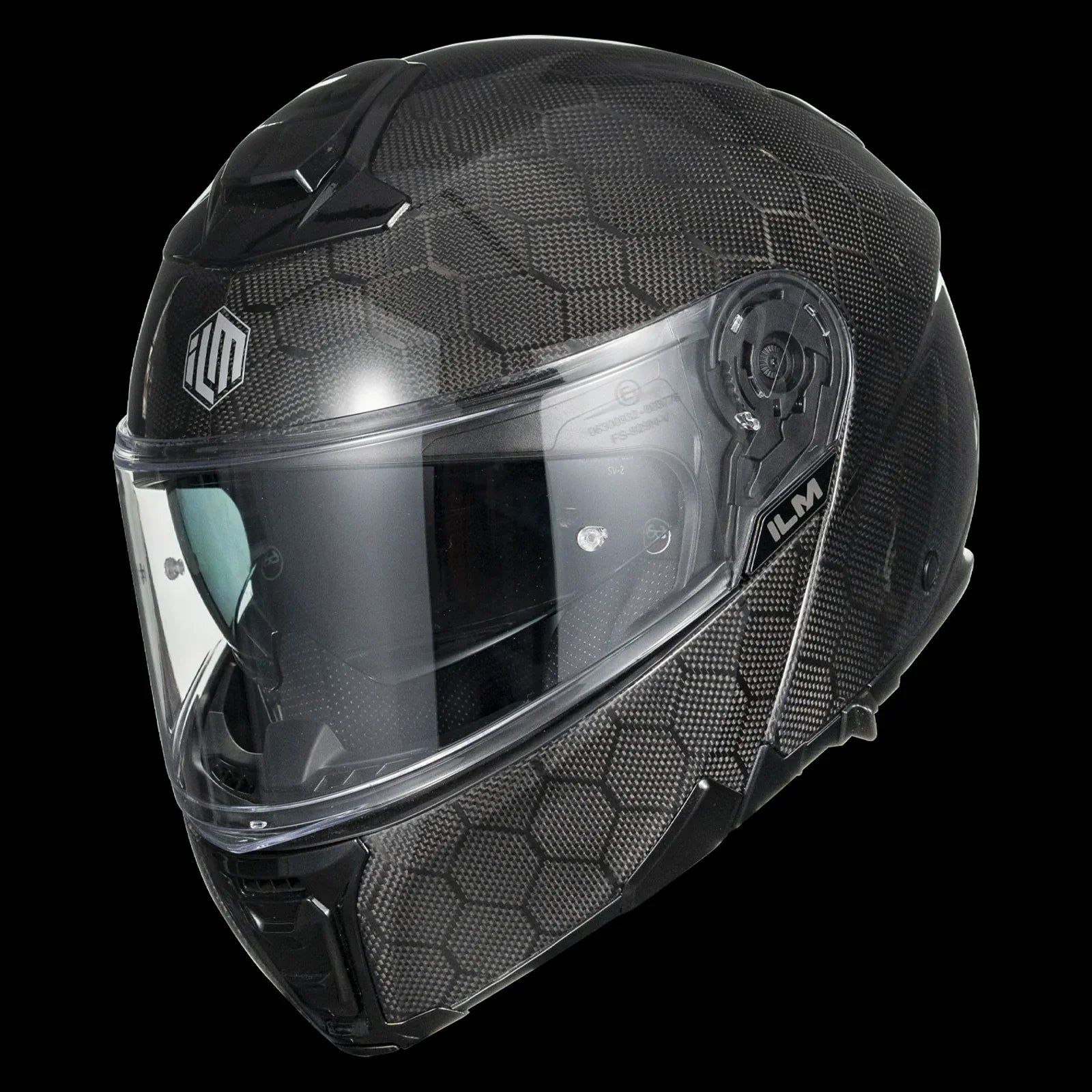 dot ece approved motorcycle helmets ILM Carbon Fiber Motorcycle Modular Helmets DOT ECE Model MF529F Carbon Fiber Black / XX-Large