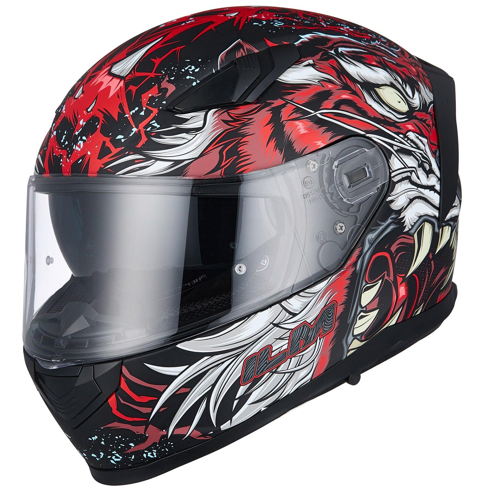 good cheap mips motorcycles helmets ILM Full Face MIPS Motorcycle Helmet Model 129M BiteMe Red / XX-Large