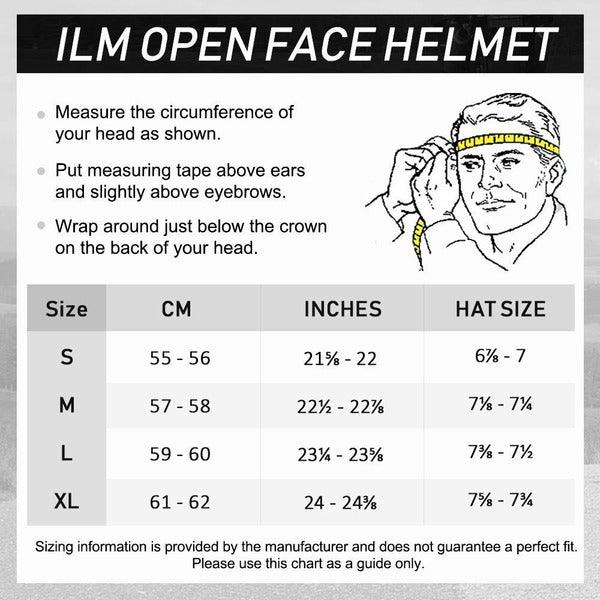 ILM 3/4 Open Face Motorcycle Helmet Model 207 - ILM