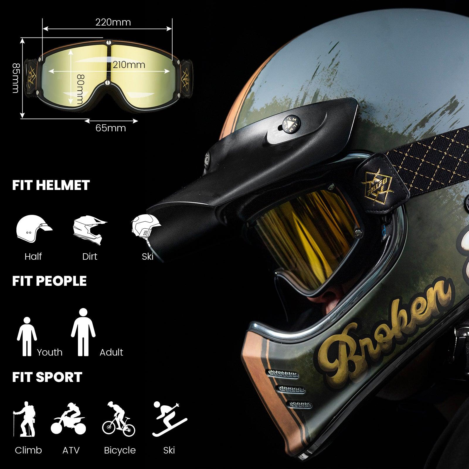 ILM Vintage Motorcycle Goggles Windproof Glasses - ILM